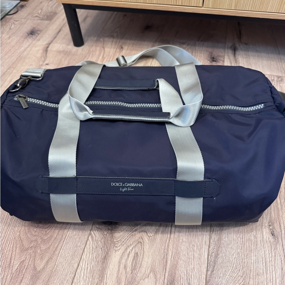 Dolce & Gabbana Navy Duffel with Light Gray Straps